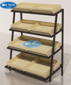 Kệ rau củ quả 4 tầng khay gỗ