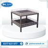Kệ vuông siêu thị 2 tầng bằng sắt sơn tĩnh điện, thiết kế chắc chắn, phù hợp trưng bày sản phẩm ở trung tâm cửa hàng