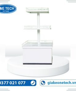 Ụ khuyến mãi 3 tầng bằng sắt sơn tĩnh điện, thiết kế ba tầng tiện lợi cho trưng bày hàng khuyến mãi tại siêu thị