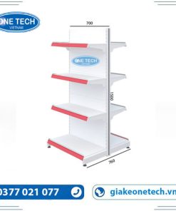 Kệ đôi siêu thị tôn liền 4 tầng (C150 x D70) chắc chắn, bền đẹp, phù hợp cho cửa hàng và siêu thị.