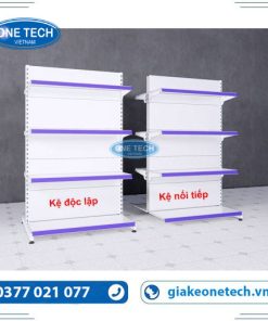 Hình ảnh kệ đôi siêu thị hai mặt, kích thước cao 150cm dài 70cm, dùng trong siêu thị mini