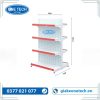 Giá kệ đôi siêu thị 4 tầng bằng tôn lỗ, kích thước cao 150cm, dài 90cm, thiết kế chắc chắn, phù hợp trưng bày hàng hóa