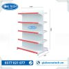 Kệ đôi siêu thị tôn đục lỗ 5 tầng với kích thước C180 D120 cm, thiết kế chắc chắn và tiện dụng cho không gian bán hàng.