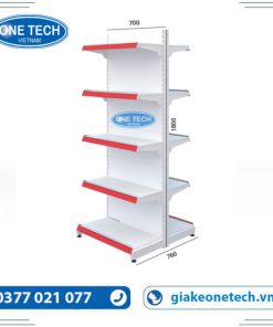 Giá kệ siêu thị đôi 5 tầng tôn liền kích thước C180 x D70cm màu trắng sơn tĩnh điện