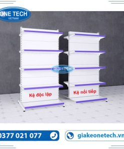 Kệ trưng bày siêu thị loại đôi 5 tầng bằng tôn liền cao 1m8 sâu 70cm