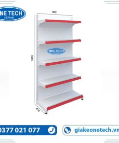 Kệ siêu thị đơn tôn liền 5 tầng với kích thước C180 x D90 cm, sử dụng trong cửa hàng, siêu thị hoặc kho để trưng bày sản phẩm.