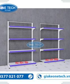 Mẫu kệ đơn siêu thị thiết kế lưng lưới – 4 tầng chắc chắn, tiết kiệm diện tích trưng bày