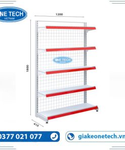 Kệ siêu thị đơn lưng lưới 5 tầng kích thước C180 x D120, thiết kế chắc chắn, phù hợp cho cửa hàng, siêu thị.
