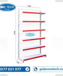 Kệ siêu thị đơn lưng lưới 6 tầng chắc chắn, thiết kế thông thoáng, phù hợp trưng bày hàng hóa đa dạng.