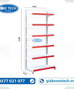 Kệ siêu thị đơn lưng lưới 6 tầng kích thước C210 x D70, thiết kế chắc chắn, phù hợp cho cửa hàng tạp hóa, siêu thị.