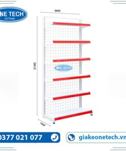 Kệ siêu thị đơn lưng lưới 6 tầng cao 210cm, dài 90cm, thiết kế chắc chắn, tối ưu không gian trưng bày sản phẩm.