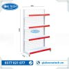 Kệ siêu thị đơn lưng lưới 4 tầng, kích thước C150 x D90 cm, thiết kế chắc chắn, phù hợp trưng bày hàng hóa.