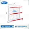 Kệ siêu thị đơn lưng lưới 3 tầng kích thước x C120 x D120 cm, thiết kế chắc chắn, phù hợp trưng bày sản phẩm trong cửa hàng và siêu thị.