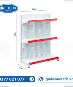 Kệ đơn siêu thị tôn lỗ 3 tầng cao 120cm dài 90cm trưng bày hàng hóa tiện lợi