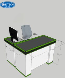 Bàn thu ngân kích thước 1m2, thiết kế gọn nhẹ, phù hợp cho quầy tính tiền