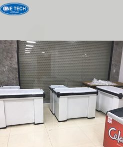 Mẫu bàn thu ngân 1m2 bằng gỗ thiết kế tối ưu cho cửa hàng nhỏ