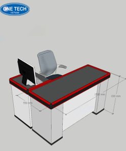 Quầy thu ngân dài 1m5 thiết kế nhỏ gọn, sử dụng chất liệu cao cấp, phù hợp cho siêu thị mini