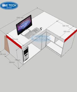 Bàn thu ngân mặt đá thiết kế tinh gọn, kết hợp chất liệu gỗ và đá