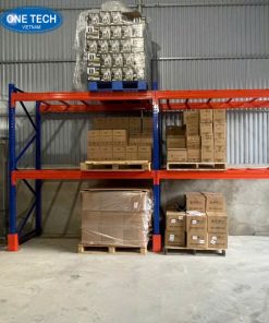 Hệ thống kệ kho hạng nặng 2 tầng bằng thép lắp ghép, chịu lực tốt