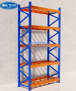 Kệ hạng nặng 5 tầng bằng thép sơn tĩnh điện, tải trọng 800kg/tầng, dùng trong kho công nghiệp