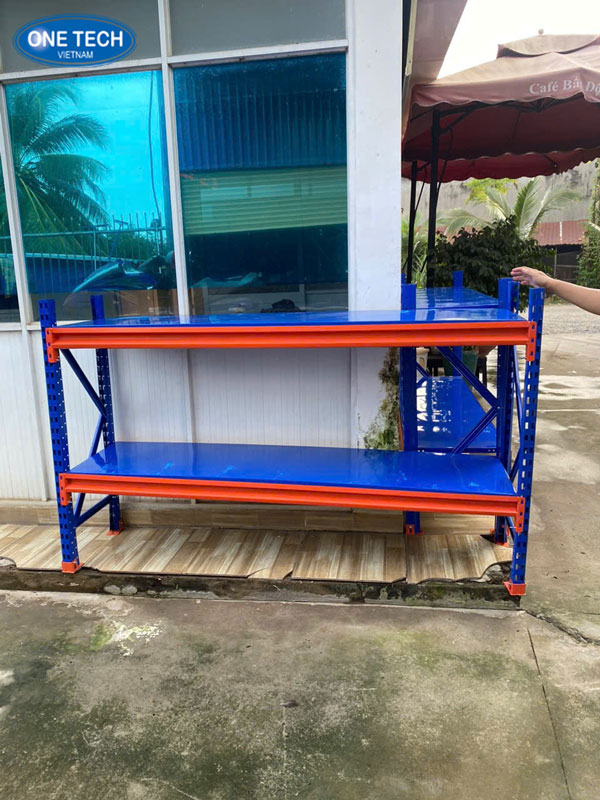 Kệ trung tải 2 tầng kết cấu chắc chắn, dùng cho kho chứa hàng tiêu dùng và sản xuất