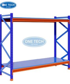 Kệ trung tải 2 tầng bằng thép, chịu lực tốt, phù hợp cho kho hàng vừa và nhỏ