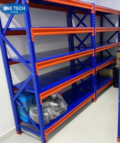 Kệ kho trung tải 5 tầng bằng thép sơn tĩnh điện, phù hợp nhà kho vừa và nhỏ