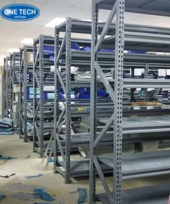 Mẫu kệ trung tải 6 tầng màu ghi xám, thiết kế khung thép vững chắc, phù hợp lưu trữ thùng hàng và vật tư nặng