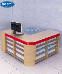 Quầy thu ngân bằng gỗ mặt kính