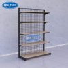 Kệ gỗ khung sắt áp tường 5 tầng lưng lưới có thiết kế đẹp mắt