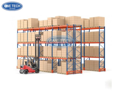 Kệ Double Deep tải trọng cao, giúp lưu trữ hàng hóa theo chiều sâu, tiết kiệm không gian kho một cách tối ưu.