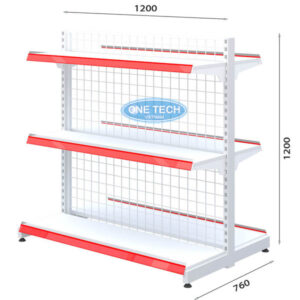 Kệ siêu thị đôi lưng lưới 3 tầng x C120 x D120 (cm)