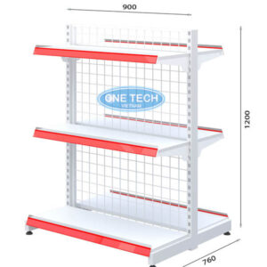 Kệ siêu thị đôi lưng lưới 3 tầng x C120 x D90 (cm)