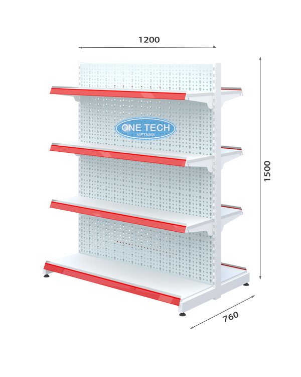 Kệ đôi tôn đục lỗ 4 tầng x C150 x D120 (cm)