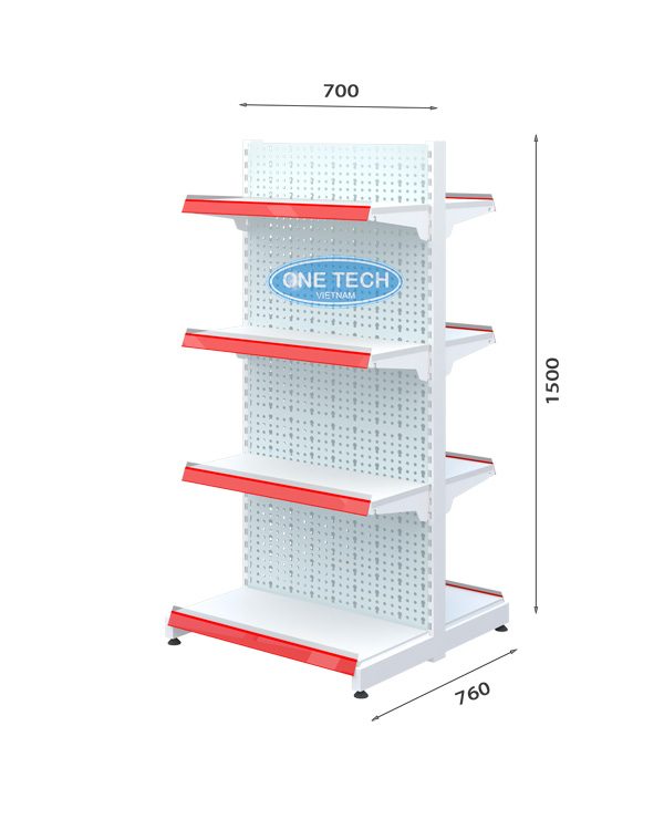 Kệ đôi tôn đục lỗ 4 tầng x C150 x D70 (cm)