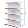 Kệ đôi siêu thị tôn đục lỗ 5 tầng với kích thước C180 D120 cm, thiết kế chắc chắn và tiện dụng cho không gian bán hàng.