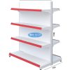Kệ siêu thị đôi tôn liền 4 tầng (C150 x D120 cm) chắc chắn, thiết kế hiện đại giúp tối ưu không gian trưng bày.