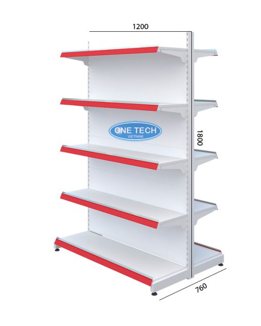 Kệ đôi tôn liền 5 tầng với kích thước C180 x D120 (cm), thiết kế chắc chắn, phù hợp cho không gian lưu trữ lớn.