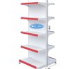Kệ đôi tôn liền 5 tầng kích thước C180 x D70, thiết kế chắc chắn, phù hợp trưng bày hàng hóa trong cửa hàng, siêu thị.