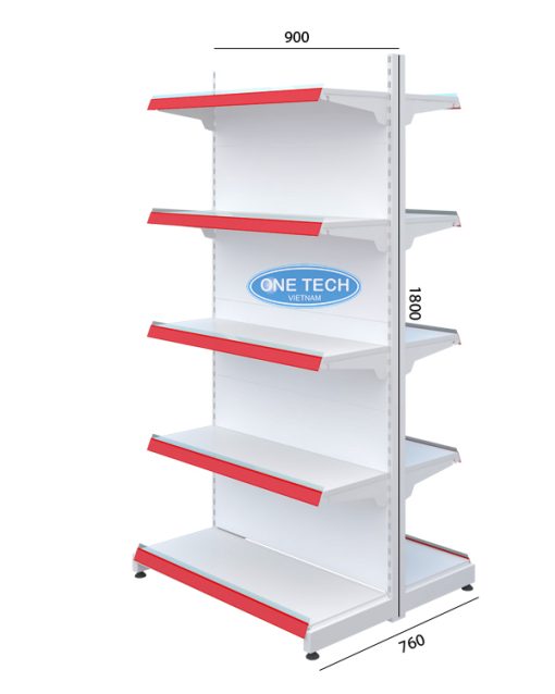 Kệ đôi tôn liền 5 tầng kích thước C180 x D90 (cm), thiết kế vững chắc, phù hợp cho không gian lưu trữ.