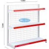 Kệ siêu thị đơn lưng lưới 3 tầng kích thước x C120 x D120 cm, thiết kế chắc chắn, phù hợp trưng bày sản phẩm trong cửa hàng và siêu thị.