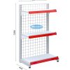Kệ siêu thị đơn lưng lưới 3 tầng kích thước C120 x D70 cm, thiết kế chắc chắn, phù hợp trưng bày hàng hóa.
