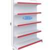 Kệ đơn siêu thị tôn liền 5 tầng kích thước C180 x D120 cm, thiết kế chắc chắn, phù hợp cho cửa hàng và siêu thị.