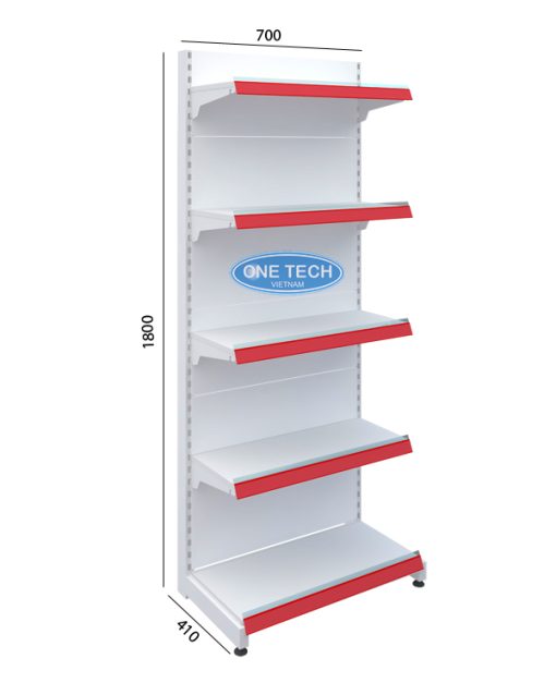 Kệ đơn siêu thị tôn liền 5 tầng (Cao 180cm, Dài 70cm), thiết kế chắc chắn, phù hợp trưng bày hàng hóa hiệu quả.