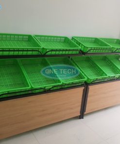 Mẫu kệ rau siêu thị đơn 2 tầng