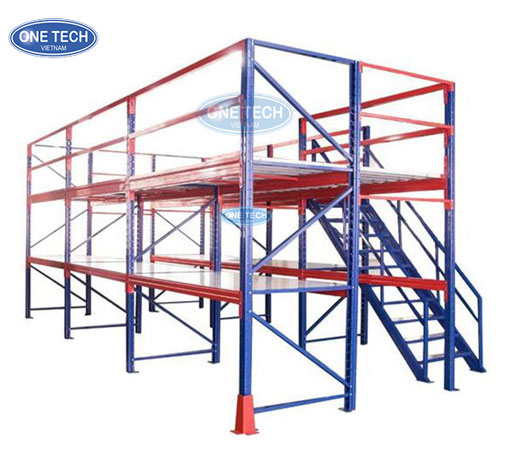 Kệ sàn Mezzanine 2 tầng bằng thép lắp ráp, tăng diện tích lưu trữ cho kho công nghiệp