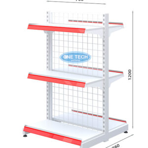 Kệ siêu thị đôi lưng lưới 3 tầng x C120 x D70 (cm)