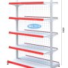 Kệ đôi siêu thị lưng lưới 5 tầng kích thước x C180 x D120, thiết kế chắc chắn, phù hợp trưng bày hàng hóa trong siêu thị, cửa hàng tiện lợi.
