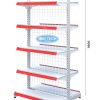 Kệ siêu thị đôi lưng lưới 5 tầng kích thước C180 x D90, thiết kế chắc chắn, phù hợp trưng bày hàng hóa đa dạng.