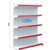 Kệ siêu thị đơn tôn lỗ 5 tầng, cao 180cm, dài 120cm, chất liệu tôn sơn tĩnh điện, phù hợp trưng bày hàng hóa.